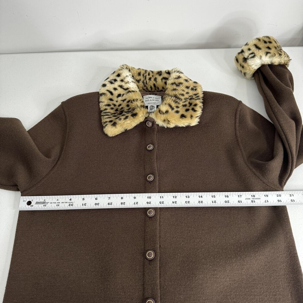 Vintage Pubbliche Relazioni Jacket Women Medium Wool Leopard Faux Fur Trim Retro - Picture 11 of 14
